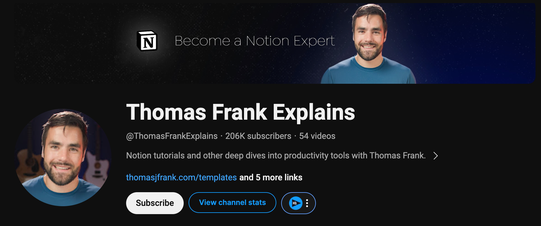 Thomas Frank Notion Tutorial YouTube Channel Banner